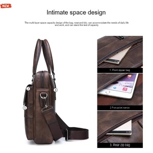 <span class=keywords><strong>Sac</strong></span> à bandoulière pour <span class=keywords><strong>ordinateur</strong></span> portable en <span class=keywords><strong>cuir</strong></span> PU de 14 pouces pour <span class=keywords><strong>homme</strong></span>, style décontracté, tendance, horizontal, type sacoche de facteur - Product Image 3