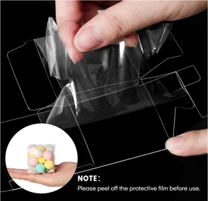 Sang trọng trong suốt Macaron Pet hộp nhựa cho thực phẩm lưu trữ hình dạng vuông bột lỏng tráng miệng Blush hoa Kẹo Kẹo bao bì - Product Image 3