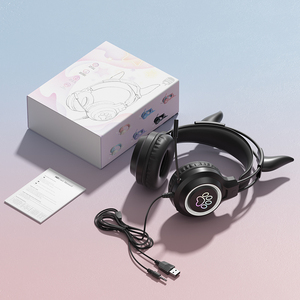 Soyto G35 ODM Auriculares para juegos para jugadores Cute Cow Ear RGB Auriculares con cable para niñas Niños Auriculares AudIfonos Fábrica al por mayor - Product Image 6