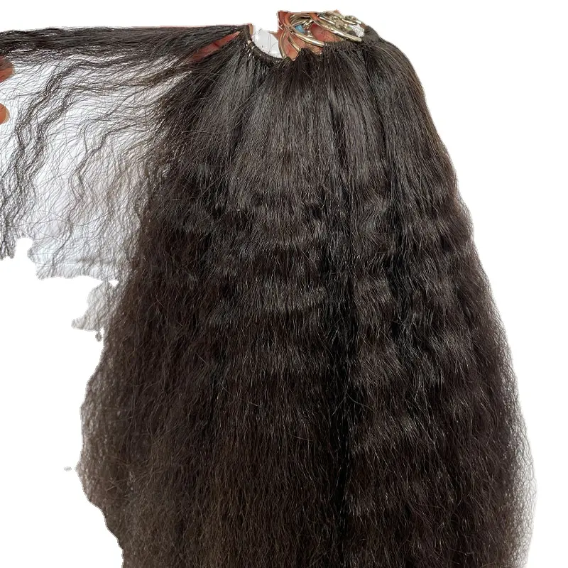 Bán buôn mở rộng tóc 100% Remy phần mở rộng tóc con người tóc giả kinky tóc thẳng màu sắc tự nhiên