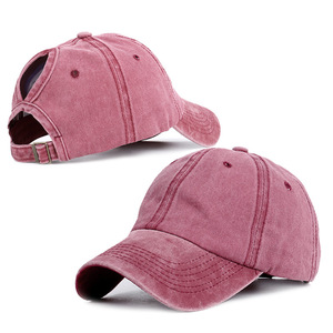 Pure Color Light Board Solid Color Dad Hat Femmes Distressed Cotton Ponytail Cap Mens Baseball Cap - Product Image 1