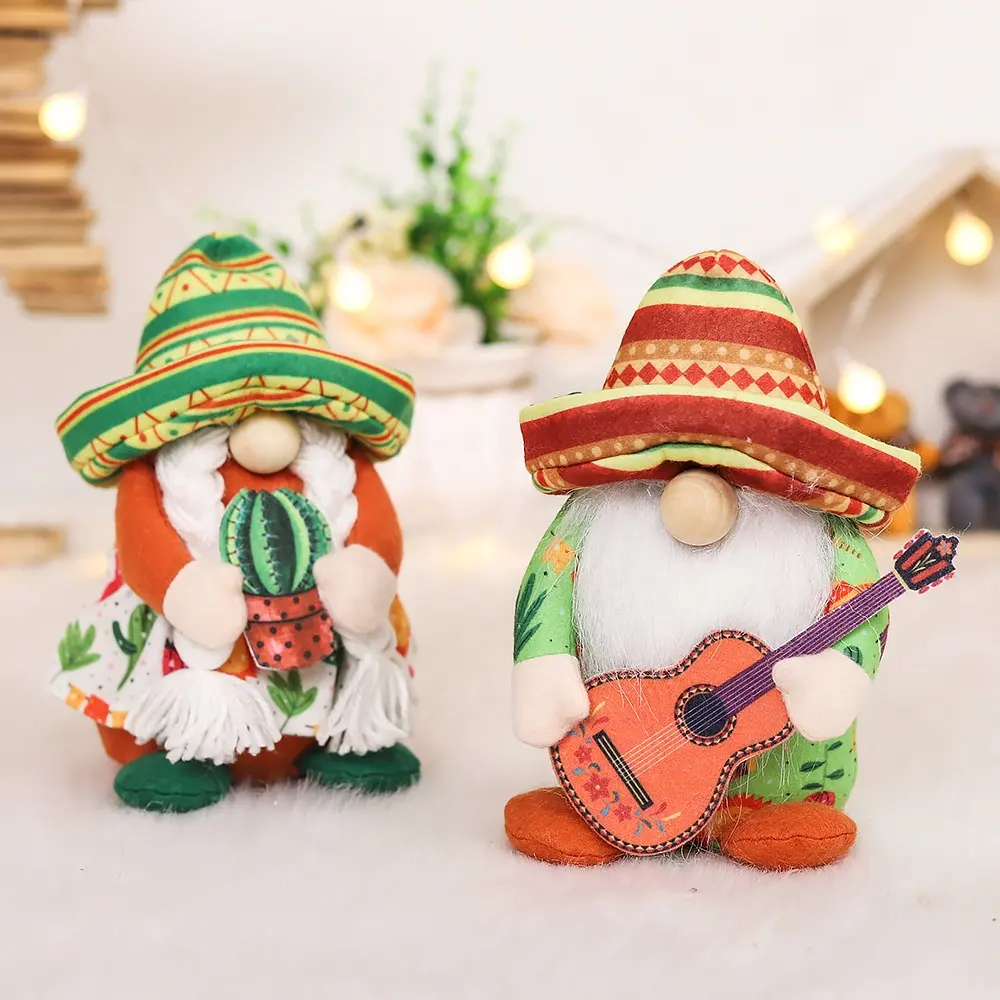 Fiesta Gnome Plush Decorações Cinco de Mayo Tomte para Taco Mexicano Terça-feira Tabletop Elf Gnomes