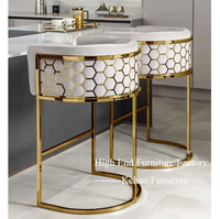 Tabouret de comptoir de bar en velours blanc bon marché maison moderne minimaliste décontracté café meubles chaises de bar hautes en métal doré pour table de bar