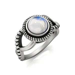 Destiny Jewelry Cincin Pertunangan Wanita, Perhiasan Eropa Baru 2021 Antik Twisted Moonstone Unik
