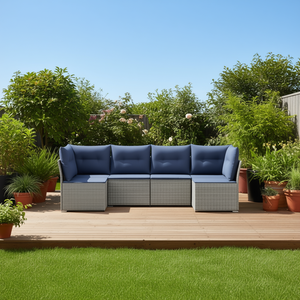 Ensemble de canapés de patio en polyrotin gris moderne pour 6 personnes, mobilier d'extérieur durable au design contemporain - Product Image 2