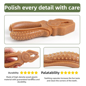 Jouets à mâcher en forme de brosse à mélange de <span class=keywords><strong>bois</strong></span> de haute qualité jouet à mâcher pour chien comprimé au bicarbonate de soude avec conception de pince écologique renforcée - Product Image 6