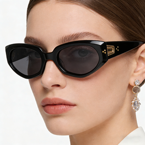 Lunettes de soleil en acétate faites à la main, de luxe, pour femmes, style vintage, œil de chat, monture fine polie à la main, lunettes polarisées rétro - Product Image 1