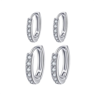 ต่างหูห่วงชุบทอง 18k ประดับเพชรซิร์คอนสำหรับผู้หญิง ขายส่ง - Product Image 3