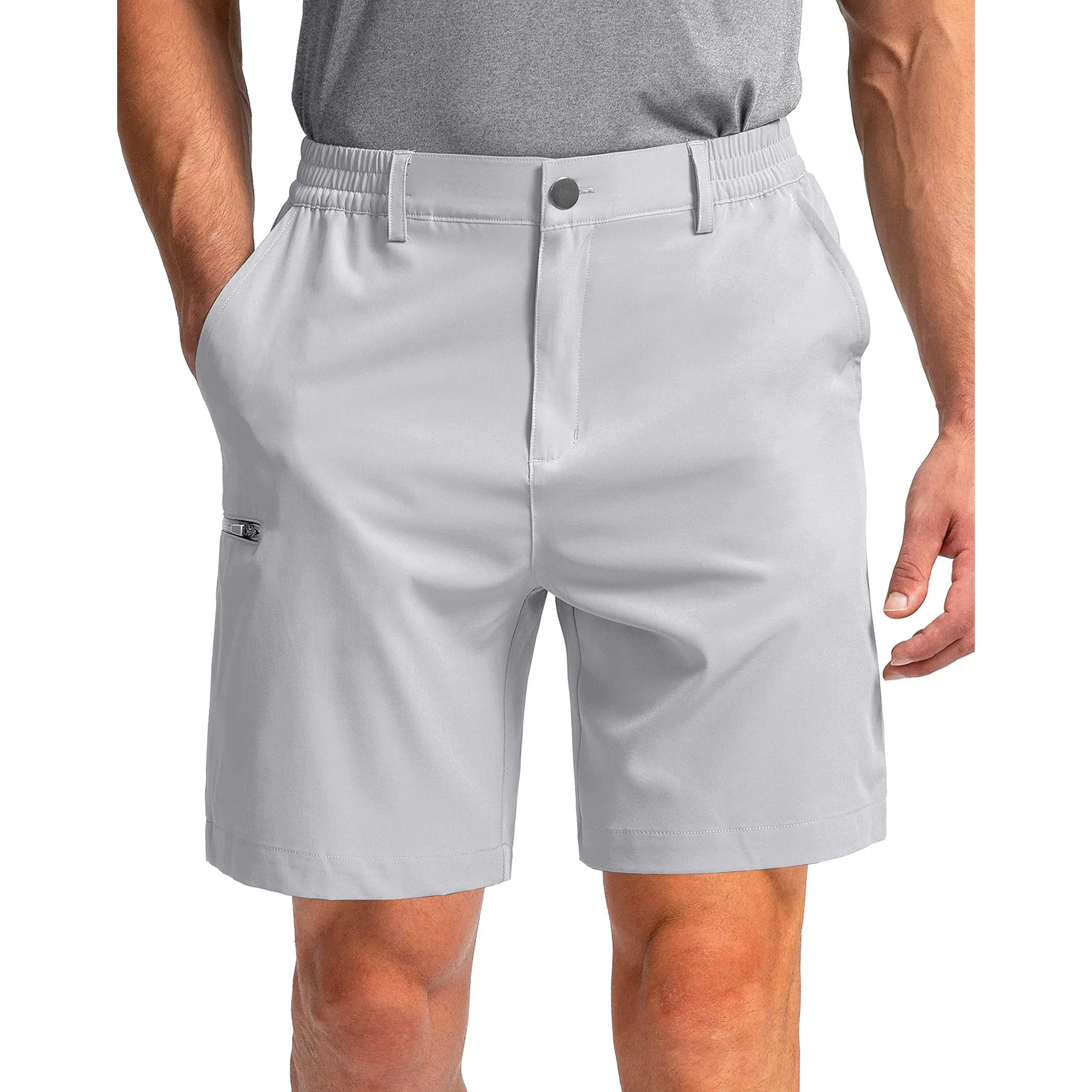 100% Polyester 6 Túi Hàng Hóa Quần Short Người Đàn Ông Nửa Quần 5 Inch Đàn Hồi Eo Căng Đi Bộ Đường Dài Golf Trang Phục Quần Short Cho Nam Giới