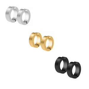 Pendientes de clip para hombre, diseño de cruz, acero de titanio, 6 mm, 8 mm, conjunto de joyería de moda estilo callejero - Product Image 5