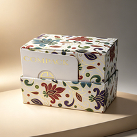 Boîtes à cartes pliantes de luxe en gros, boîtes rigides créatives à ouverture florale, avec gaufrage doré et motifs floraux