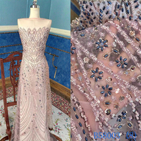 Robes de mariée de luxe avec dentelle française brodée tissu de dentelle Guipure de luxe tissu à paillettes pour robe de mariée