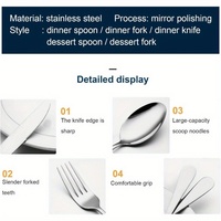 Lot de 30 couverts de table occidentaux en acier inoxydable (cuillères, fourchettes, couteaux) avec coffret cadeau pour fêtes et mariages