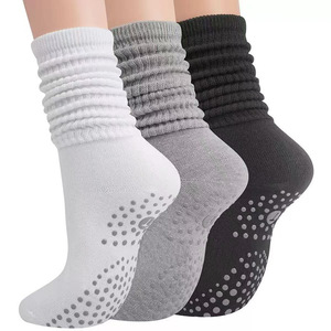 Non-Slip <b>Socks</b> High-Top Solid Color Anti-Slip Yoga Pilates <b>Socks</b> With Silicone Dots Sweat-Absorbing Regular Casual <b>Socks</b> - Product Image 5