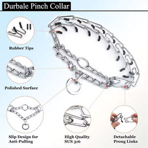 <span class=keywords><strong>Collar</strong></span> de entrenamiento de cadena Chapado en plata de 2,5-4mm de ancho ajustable para perros, puntas de liberación rápida de hierro sólido, puntas de goma cómodas - Product Image 2