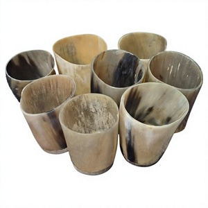 Ensemble de tasses en corne de buffle naturelle polie, écologiques, irrégulières, pour la décoration de la maison - Product Image 1