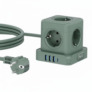 Adaptador de Viaje Todo en Uno Kabbol con 5 Tomas Europeas y Carga USB C PD de 18W, Enchufe Universal Portátil en Forma de Cubo - Product Image 1