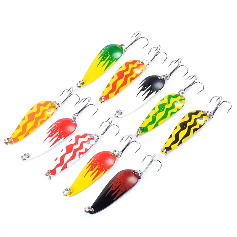 Painted Spoon Shaped Glitter Bait 4.2cm/5.7g Metal Bait False Bass Bait for Snakehead Sea Fishing