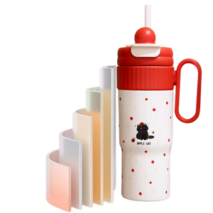 Vaso Térmico de Acero Inoxidable 304 con Aislamiento al Vacío, Diseño Portátil con Doble Pajita, Estampado de Dibujos Animados de Alto Valor, Mantiene la Temperatura de 12 a <span class=keywords><strong>24</strong></span> <span class=keywords><strong>Horas</strong></span> - Product Image 6
