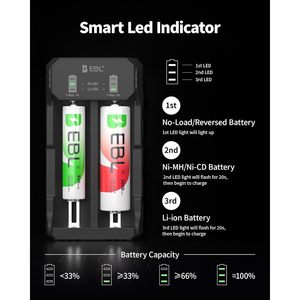 Chargeur de batterie intelligent EBL rechargeable 3.7V/3.6V pour batteries Li-ion IMR compatibles 26650 16340 (RCR123) pour camions AU DC - Product Image 5