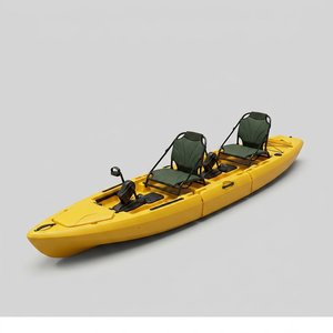 Kayak de pêche à hélice jaune à deux places, sectionnel, à coque divisée, double pédalier, <span class=keywords><strong>rigide</strong></span>, pour océan et lac, en promotion - Product Image 1