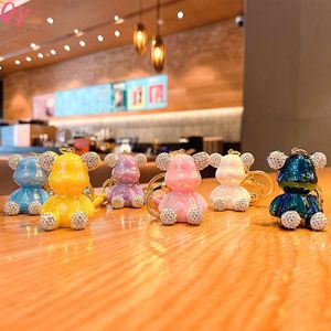 Peluche ours en peluche très populaire avec porte‑clés en diamant, pendentif créatif, porte‑clés tendance, cadeau, accessoire - Product Image 1