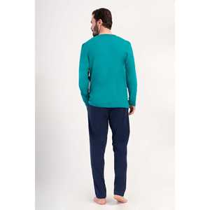 Conjunto de pijama de manga larga con cuello redondo y bolsillos para hombre - Product Image 2