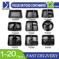 Boîte à lunch réutilisable à 3 compartiments, boîte bento, contenants alimentaires jetables en plastique micro-ondables avec couvercle, lot de 10