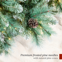 Sapin de Noël artificiel pré-éclairé 2026, 6 pieds, floqué de neige avec des pommes de pin, lumières LED pour la décoration des fêtes