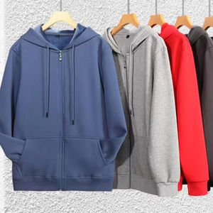 Sudadera con Capucha Bordada con Diseño Sólido, Talla XL, Técnica Lavada, Estampado Personalizado, Chaqueta con Cremallera para Hombre, Ropa Urbana de Invierno - Product Image 1