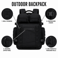 Mochila Táctica Personalizada de Gran Capacidad, Mochila MOLLE Resistente al Agua con Múltiples Bolsillos para Senderismo, Campismo, Supervivencia y Actividades al Aire Libre