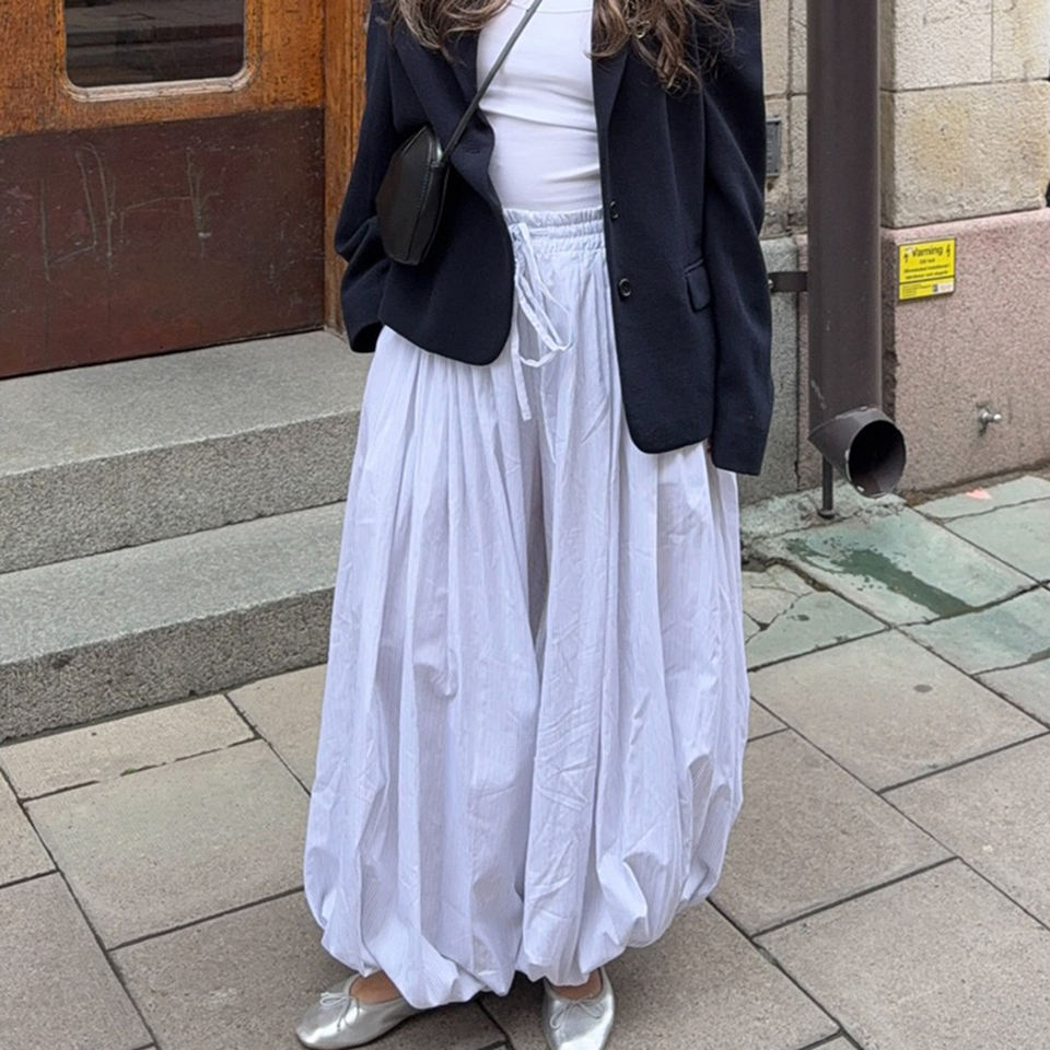 Enyami New Arrivals 100 Cotton Elastic Waist Harem Pants Women Dance Wide Leg Casual Baggy Long Trousers