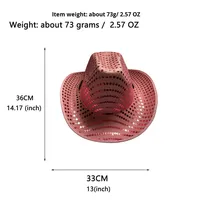 Cappello da Cowboy LED Traspirante Personalizzato con Ricamo di Paillettes per Uso Casual Unisex Adulti Quattro Stagioni Accessori per Feste