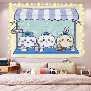 Tissu de fond décoratif mignon de dessin animé Hachiya Ikawa, tapisserie murale suspendue pour la décoration de chevet - Product Image 4