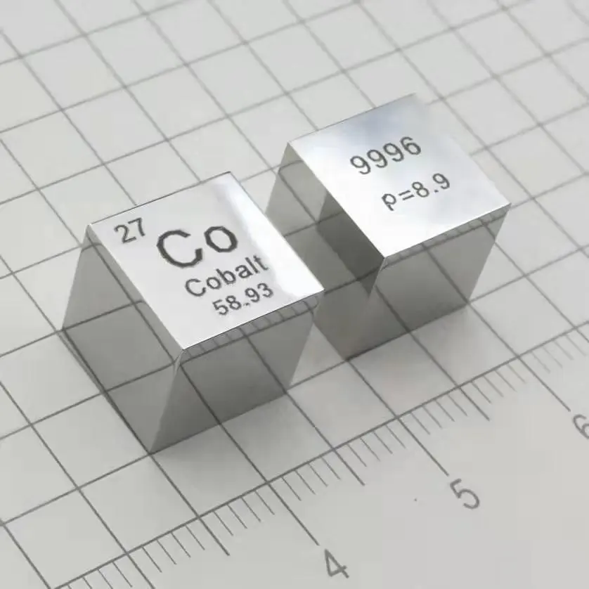 Co Cobalt Pure 99.96% 8,8g, elemento tallado, Cubo de mesa periódico, 10x10x10mm