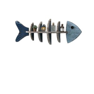 Creative wooden Mediterranean decorative <b>shelf</b>, solid wood fish skeleton style, home wall-mounted storage <b>rack</b> for - Product Image 5