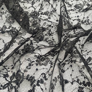 Tela de Encaje Chantilly con Lentejuelas Negras, Tejido Francés de Lujo, Floral Vintage, Ecológico, para Vestidos de Novia - Product Image 4