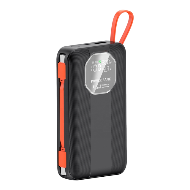 High Quality 20000mAh Laptop Power Bank Built-in 2 Cables Digital Display USB C Output PD 45W Super Fast Charging Power Banks
