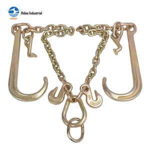 Chaîne de remorquage HIDEA G70 avec longue tige, attache en forme de poire, crochet en J, crochet de préhension, en acier allié galvanisé pour le fixation de cargaison sur <span class=keywords><strong>porte</strong></span>-voitures - Product Image 1