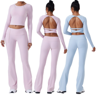 Vêtements de sport personnalisés pour femmes, tenue de sport ajustée décontractée, ensemble de yoga à manches longues avec dos élégant, doux pour la peau, vêtements de gym