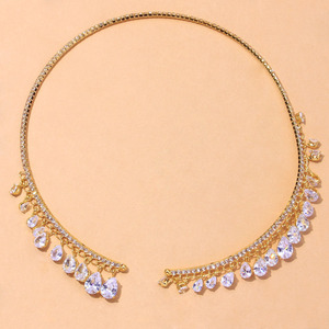 Collar De Diamantes en forma De gota De agua para mujer, joyería De moda para novia, colgante De cristal, <span class=keywords><strong>Gargantilla</strong></span> - Product Image 2