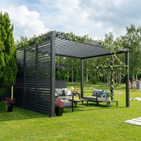 Pergola bioclimatique autoportante motorisée Airfun 16x12 pieds en aluminium, toit rétractable, écologique, pour jardin