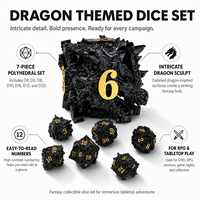 Ensemble de dés DND en métal noir et or, tête de dragon, faits à la main, écologiques, 1 pièce, dés polyédriques à pointes, jeu de société RPG, boîte cadeau premium