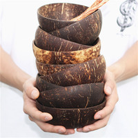 Vietnam bol en coquille de coco bols en noix de coco de haute qualité coloré bricolage peinture plat en gros bois naturel tissé salade stockage