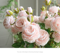 CZ-01 Vente d'usine Bouquet de roses artificielles réalistes à tige unique en soie pour décoration de mariage, de maison et de fête
