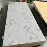 Panel Dinding PVC UV Motif Marmer Putih Emas, Tahan Gores, Tahan Air, untuk Dekorasi Ruang Tamu dan Latar Belakang TV