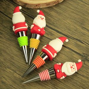 Christmas Santa Claus Wine Bottle Stopper Silicone Red Green Yellow Orange Pink Rose Red Simple Style - Product Image 1