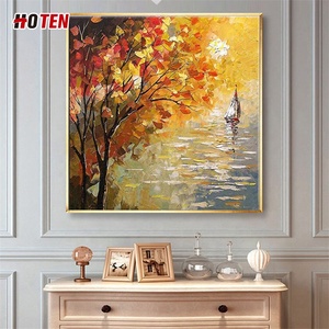 HOTEN Large Framed Abstract Red Seascape Couple Oil Painting Pure Hand-Painted Wall <strong>Art</strong> for Home Decor Canvas Support Base - Product Image 4