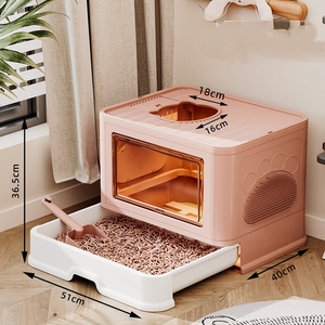 Grande <span class=keywords><strong>litière</strong></span> pour chat entièrement fermée, pliable, type tiroir, <span class=keywords><strong>anti</strong></span>-<span class=keywords><strong>odeur</strong></span>, toilette extra large <span class=keywords><strong>anti</strong></span>-éclaboussures pour animaux de compagnie - Product Image 2