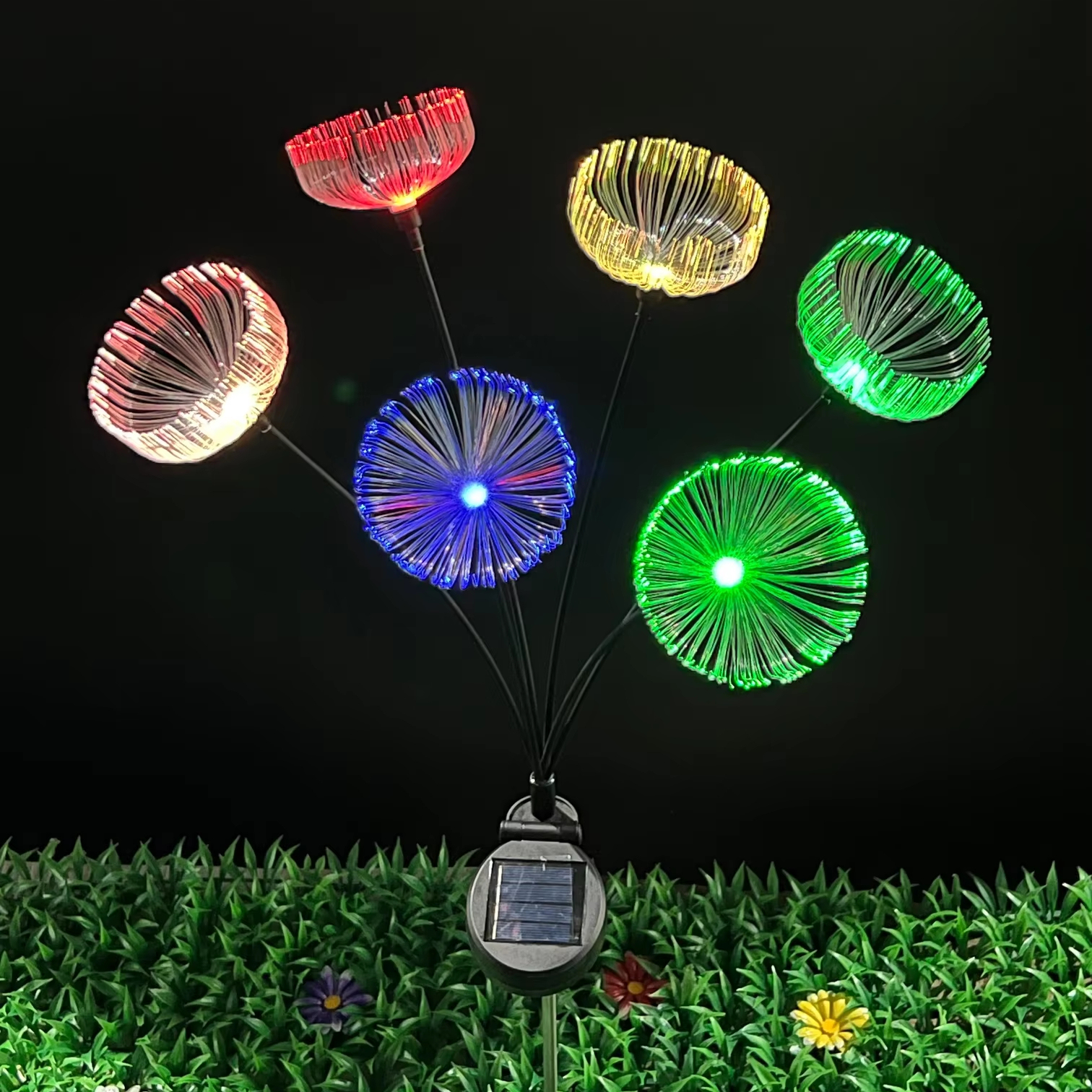 Optic Fiber Solar LED Lights IP65 Waterproof Wireless Control AA Battery Dimmable Rechargeable RGB CE/RoHS Certified 8000 Hours